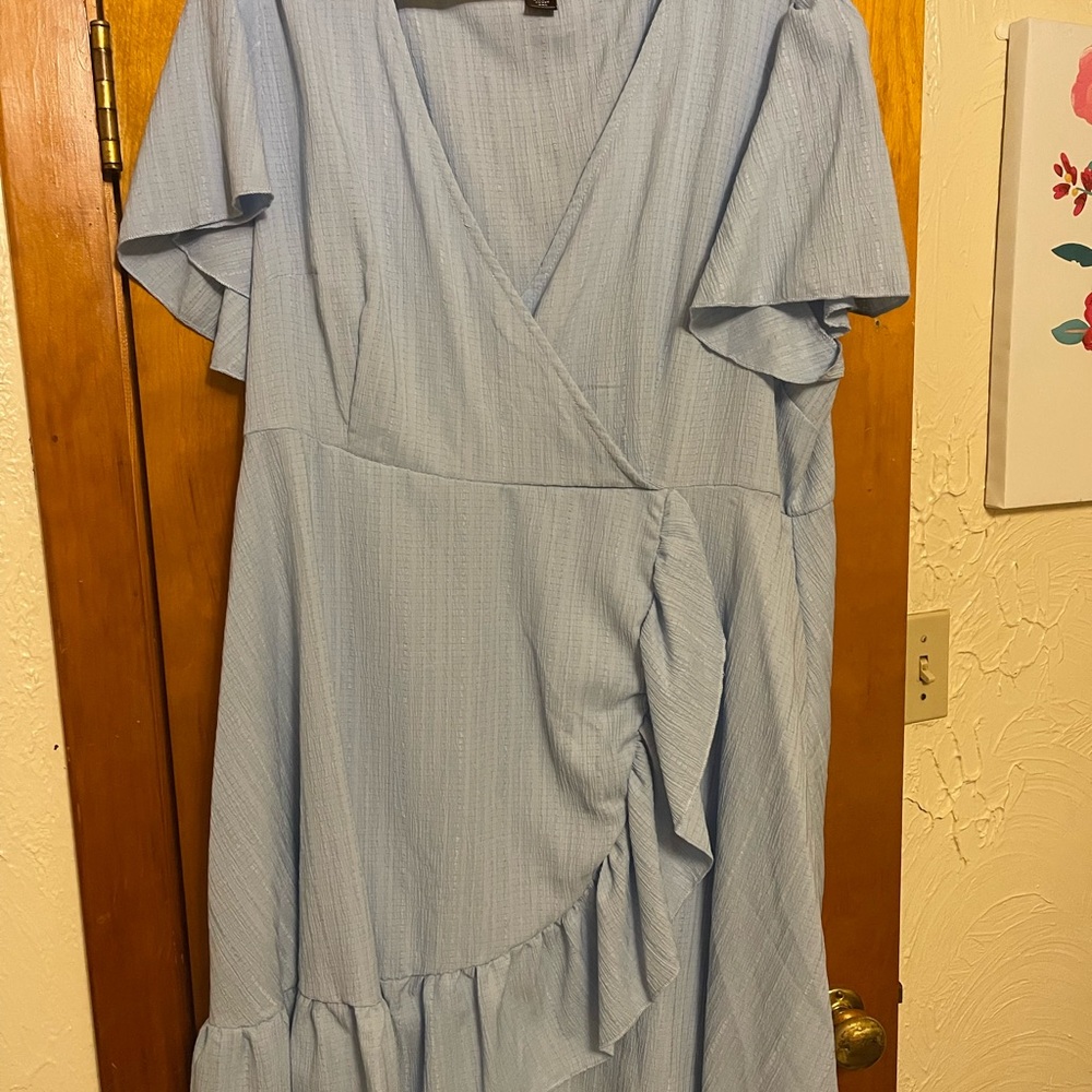 SHEIN Asymmetrical Light Blue Dress with Ruffles